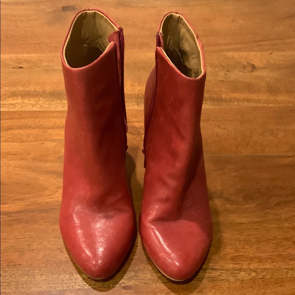 Lucky Brand Red Ankle Booties with Chunky Heel